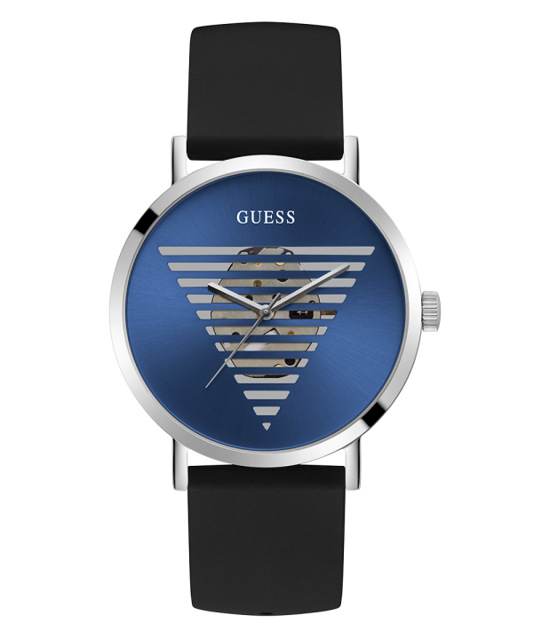 GUESS Mens Black Silver Tone Analog Watch Online now