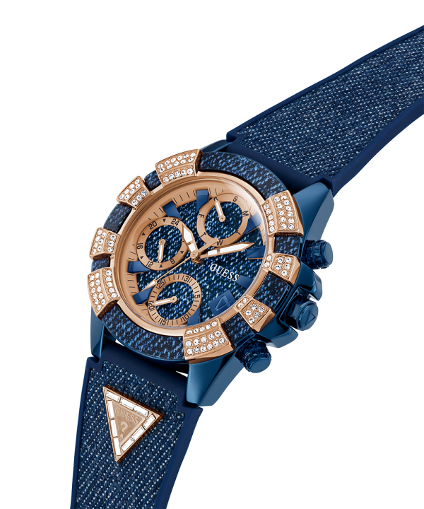 40th Anniversary Special Edition GUESS Ladies Blue Rose Gold Tone Multi-function Watch For Discount