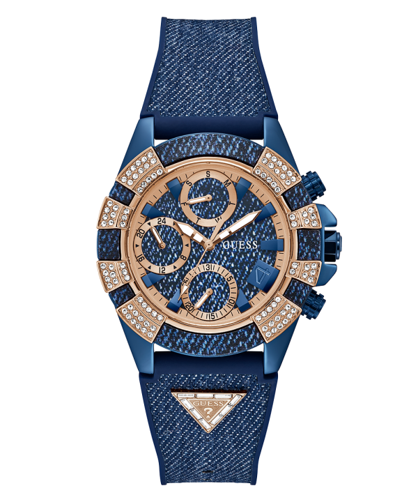 40th Anniversary Special Edition GUESS Ladies Blue Rose Gold Tone Multi-function Watch For Discount