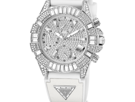 40th Anniversary Special Edition GUESS Ladies White Silver Tone Multi-function Watch For Discount