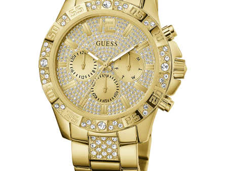 GUESS Mens Gold Tone Multi-function Watch For Discount