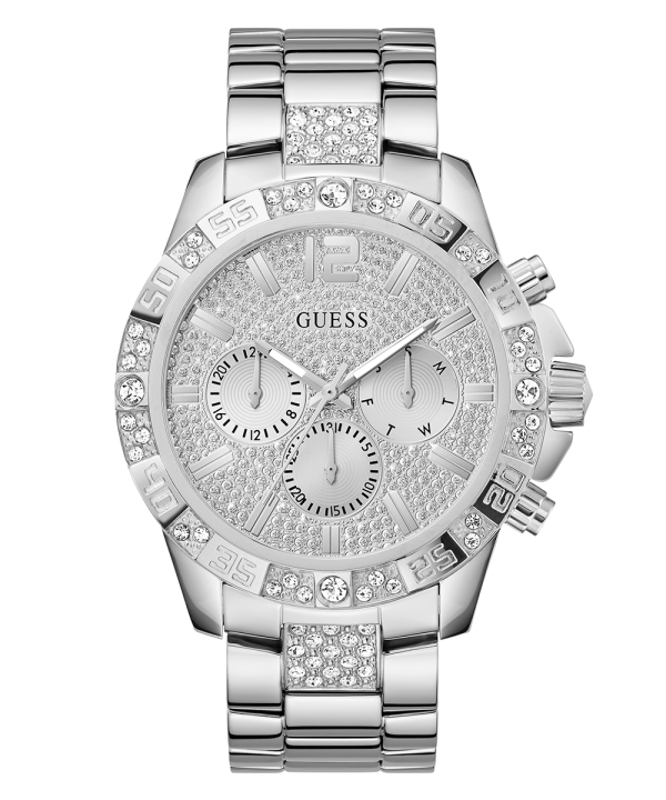 GUESS Mens Silver Tone Multi-function Watch Cheap