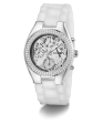 GUESS Ladies Clear Silver Tone Multi-function Watch Cheap