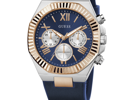 GUESS Mens Blue 2-Tone Multi-function Watch For Sale