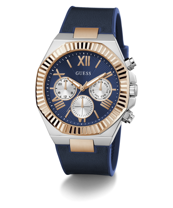 GUESS Mens Blue 2-Tone Multi-function Watch For Sale