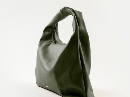 [ON HAND] Large Hobo Bag in Moss (Heavy Pebbled) Discount