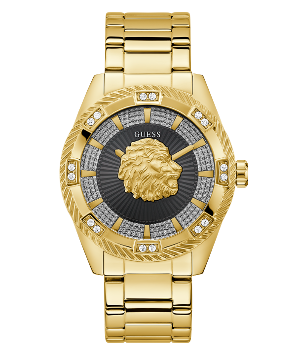 GUESS Mens Gold Tone Analog Watch Discount