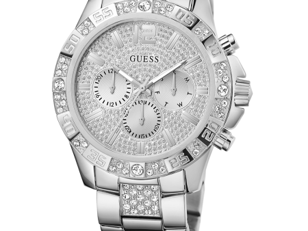 GUESS Mens Silver Tone Multi-function Watch Cheap