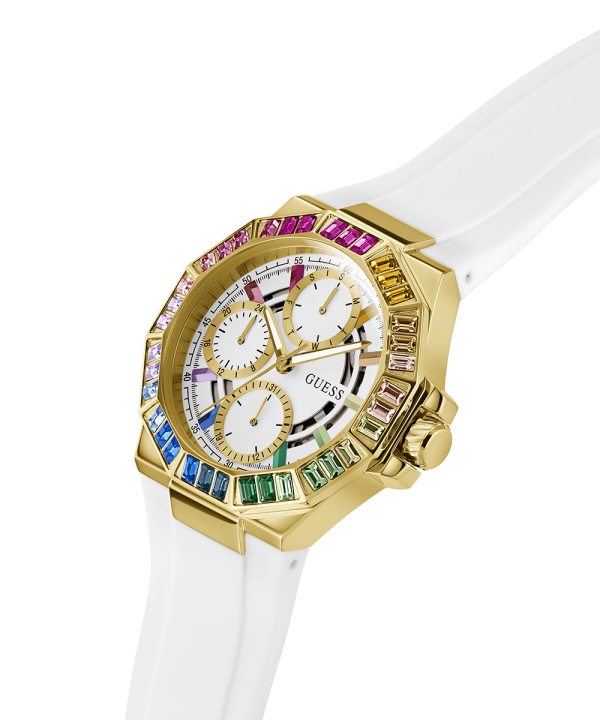 GUESS Ladies White Gold Tone Multi-function Watch For Cheap