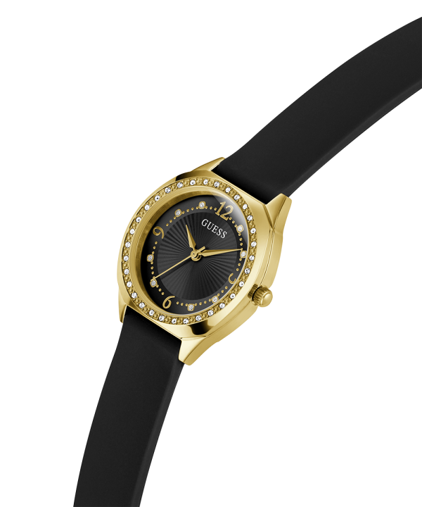 GUESS Ladies Black Gold Tone Analog Watch Online