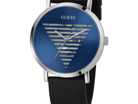 GUESS Mens Black Silver Tone Analog Watch Online now