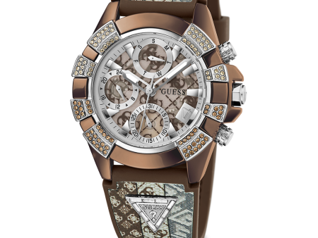 40th Anniversary Special Edition GUESS Ladies Brown Coffee Multi-function Watch For Discount