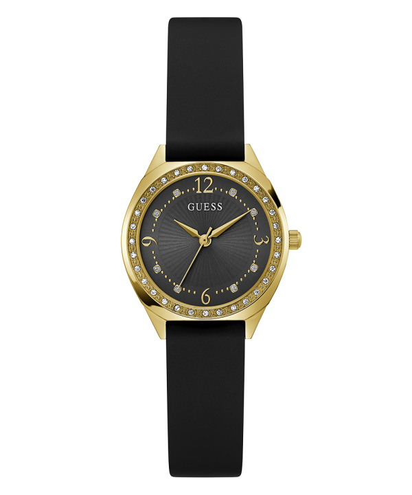 GUESS Ladies Black Gold Tone Analog Watch Online