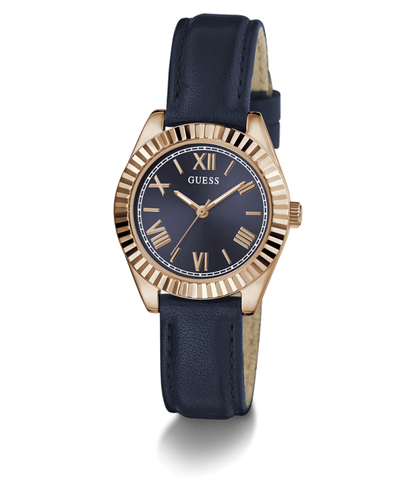 GUESS Ladies Blue Rose Gold Tone Analog Watch Online now