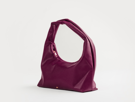 [ON HAND] Medium Hobo Bag in Plum (Heavy Pebbled) For Cheap