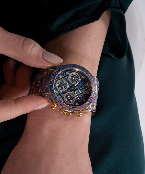 GUESS Ladies Blue Purple Gold Tone Multi-function Watch Online now