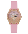 GUESS Ladies Pink Rose Gold Tone Analog Watch For Discount