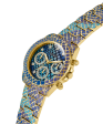 GUESS Ladies Blue Purple Gold Tone Multi-function Watch Online now