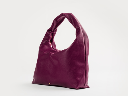 [ON HAND] Large Hobo Bag in Plum (Heavy Pebbled) Online now