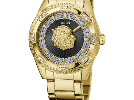 GUESS Mens Gold Tone Analog Watch Discount