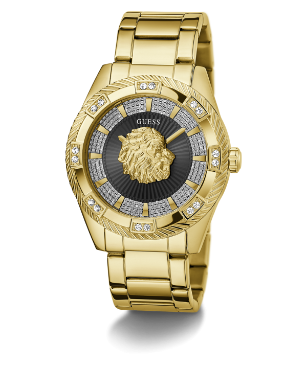 GUESS Mens Gold Tone Analog Watch Discount