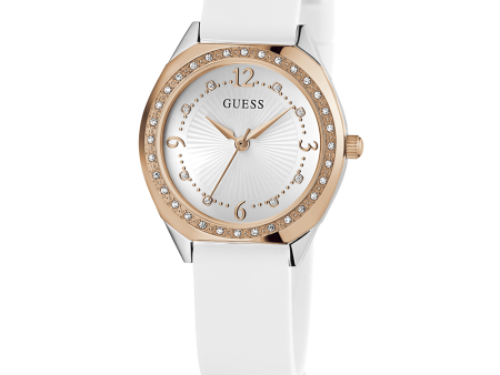 GUESS Ladies White 2-Tone Analog Watch Sale