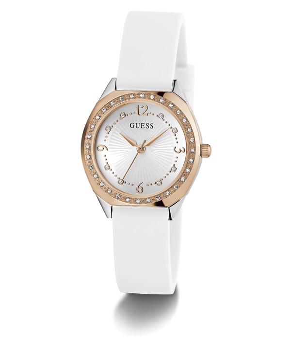 GUESS Ladies White 2-Tone Analog Watch Sale