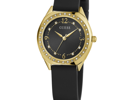 GUESS Ladies Black Gold Tone Analog Watch Online