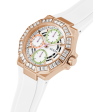 GUESS Ladies White Rose Gold Tone Multi-function Watch Supply