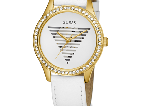 GUESS Ladies White Gold Tone Analog Watch Supply