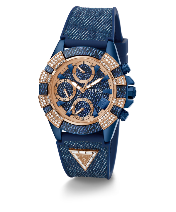 40th Anniversary Special Edition GUESS Ladies Blue Rose Gold Tone Multi-function Watch For Discount