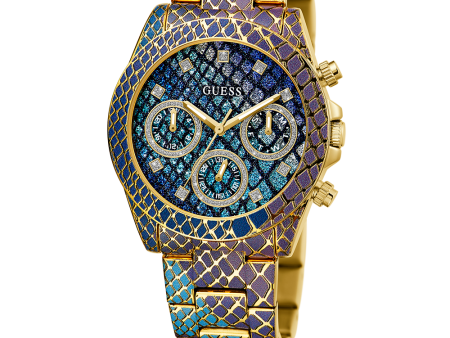 GUESS Ladies Blue Purple Gold Tone Multi-function Watch Online now