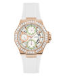 GUESS Ladies White Rose Gold Tone Multi-function Watch Supply