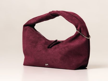 [ON HAND] Midi Hobo Bag in Suede Burgundy For Cheap