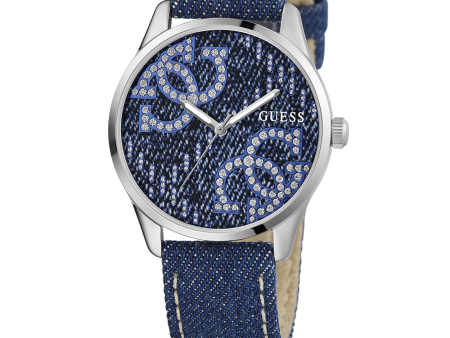 GUESS Ladies Blue Silver Tone Analog Watch Sale