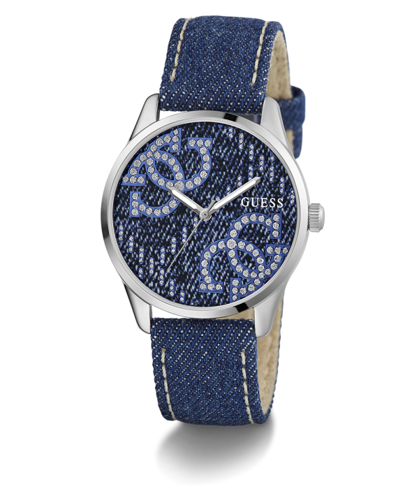 GUESS Ladies Blue Silver Tone Analog Watch Sale