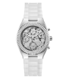 GUESS Ladies Clear Silver Tone Multi-function Watch Cheap