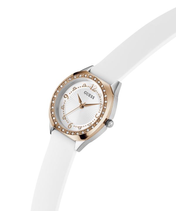 GUESS Ladies White 2-Tone Analog Watch Sale