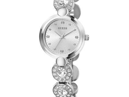 GUESS Ladies Silver Tone Analog Watch For Cheap