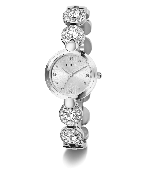 GUESS Ladies Silver Tone Analog Watch For Cheap