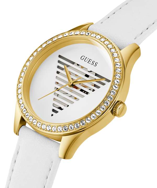 GUESS Ladies White Gold Tone Analog Watch Supply