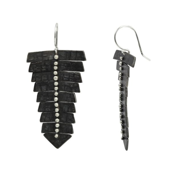 Oxidized Silver Fishbone Earrings on Sale