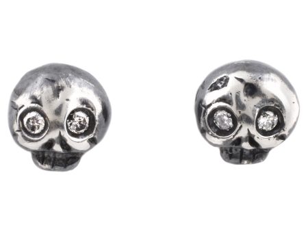 Silver Diamond Eye Skull Studs Supply