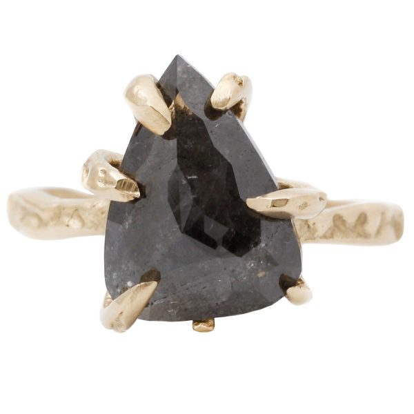 Dark Gray Pear Shaped Claw Ring on Sale