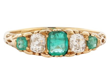 Emerald & Diamond Half Hoop Ring Sale