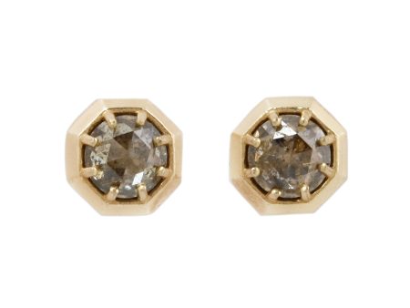 Deep Champagne Octagon Studs Cheap