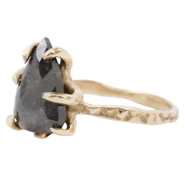 Dark Gray Pear Shaped Claw Ring on Sale