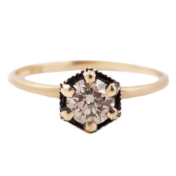 Brown Diamond Hexagon Ring, .5ct on Sale