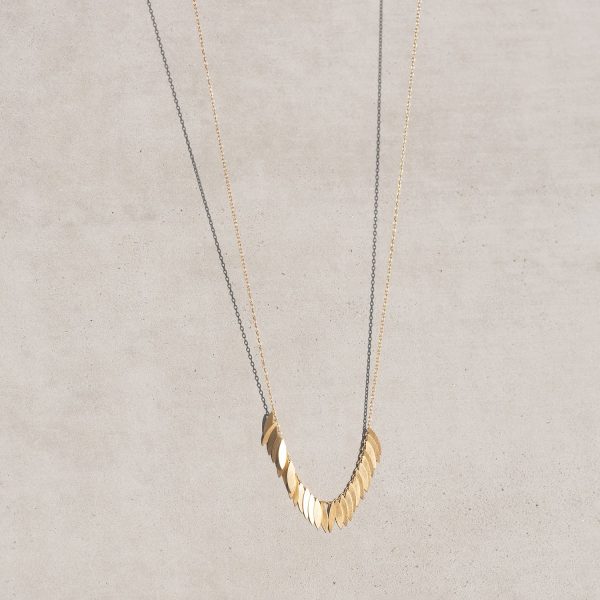 Golden Leaf Arc Necklace Hot on Sale