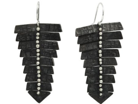 Oxidized Silver Fishbone Earrings on Sale